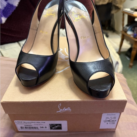 Christian Louboutin Black Leather Heels - Picture 1 of 11